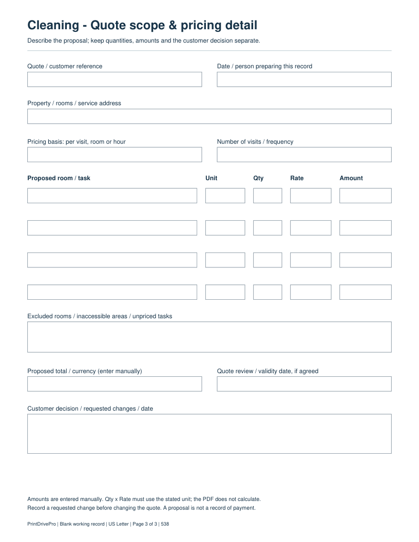 Page 3 of Cleaning Business Estimate Printable