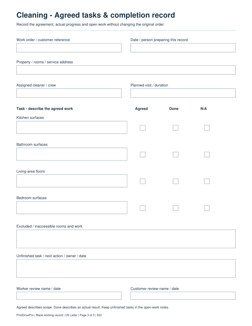Page 3 of Cleaning Business Work Order Printable