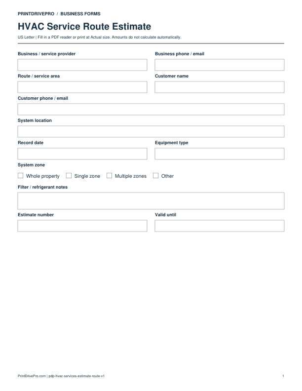 Preview of HVAC Service Route Estimate