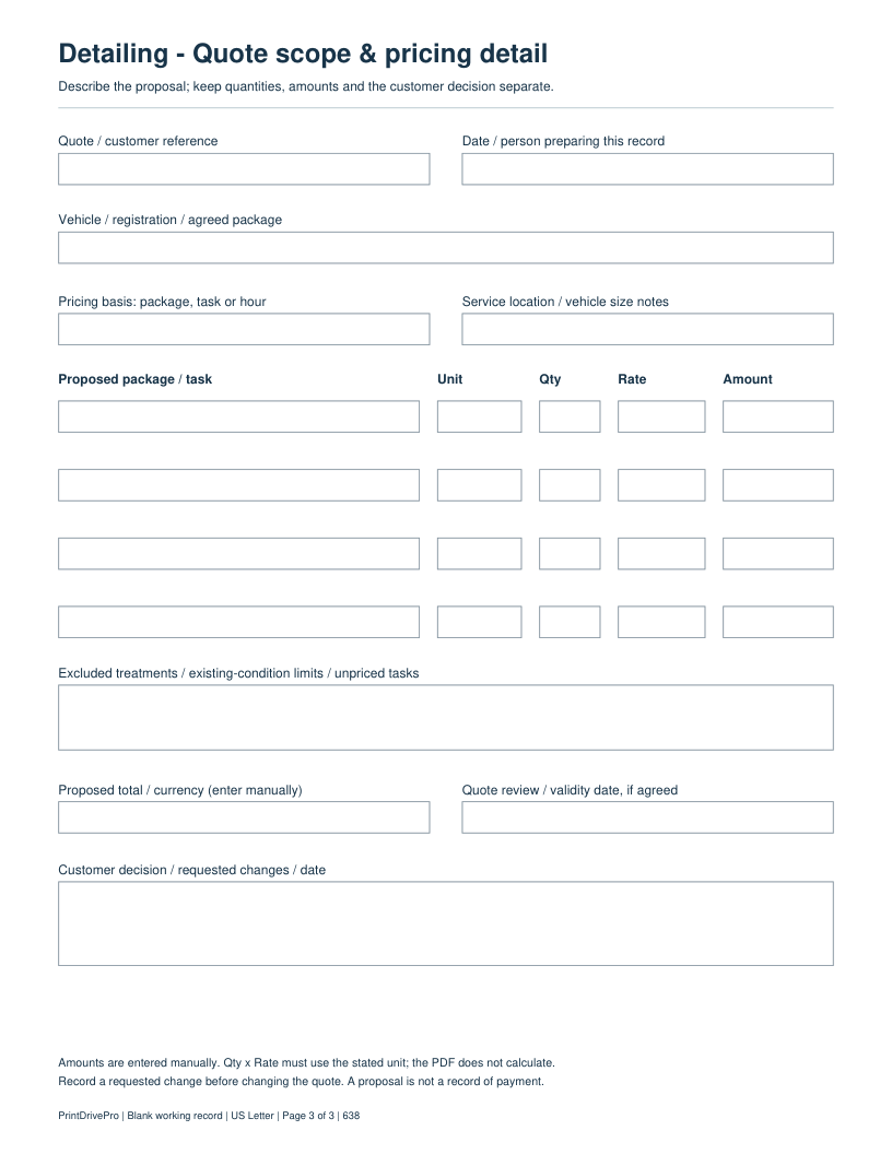 Page 3 of Mobile Auto Detailing Estimate Printable