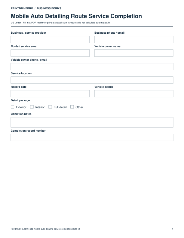 Preview of Mobile Auto Detailing Route Service Completion