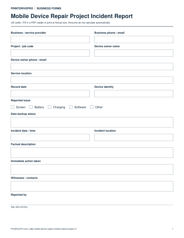 Preview of Mobile Device Repair Project Incident Report