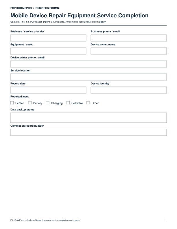 Preview of Mobile Device Repair Equipment Service Completion